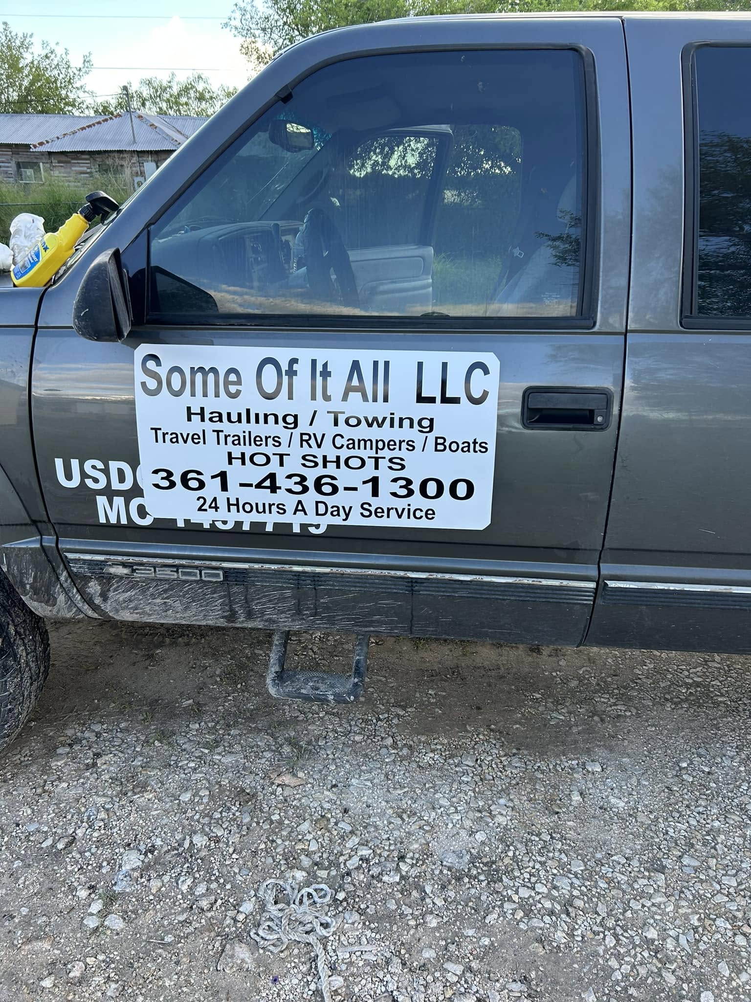 The Some Of It All door magnet listing hauling, towing and hot shots